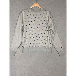Champion Spell Out Sweatshirts Adult Medium All Over Logo Grey